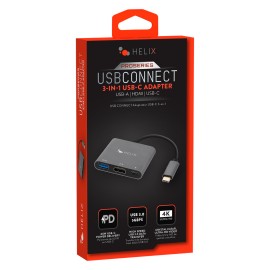 HELIX 3-in-1 USB-C® Adapter Hub with USB-C®, USB-A, and HDMI® Ports