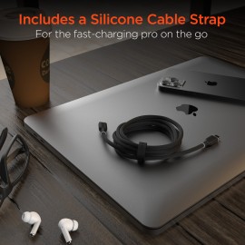 HyperGear USB-C to Lightning 10-Ft. Charge and Sync Flexi Pro Soft-Touch Silicone Fast Charge Cable, for Smartphones and Tablets (Black)