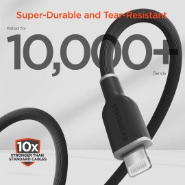 HyperGear USB-C to Lightning 10-Ft. Charge and Sync Flexi Pro Soft-Touch Silicone Fast Charge Cable, for Smartphones and Tablets (Black)