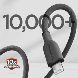 HyperGear USB-C to Lightning 10-Ft. Charge and Sync Flexi Pro Soft-Touch Silicone Fast Charge Cable, for Smartphones and Tablets (Gray)