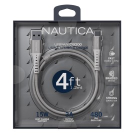 Nautica 4-Ft. 15-Watt USB-A to USB-C Cable, Urban CB200 (White)
