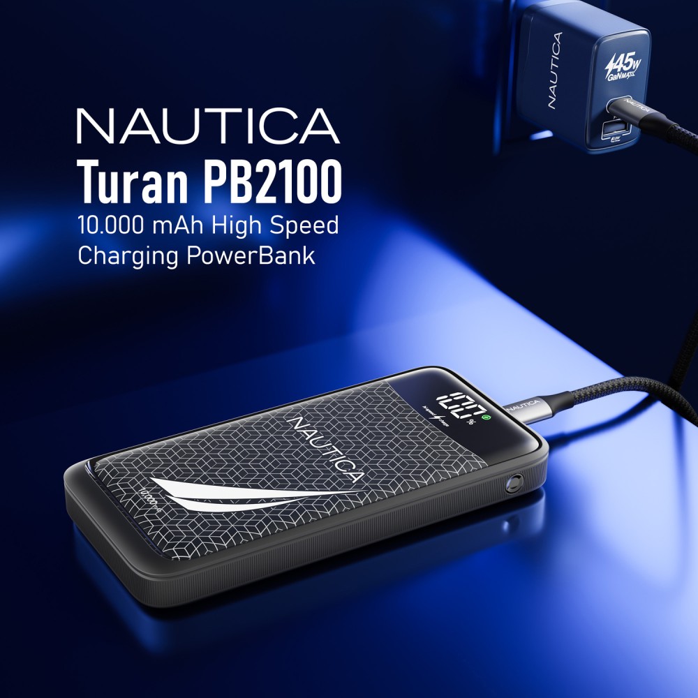 Nautica TURAN PB Dual-USB Hi-Speed Portable Power Pack with Digital Power Display, UCCPB1003 (10kmAh)