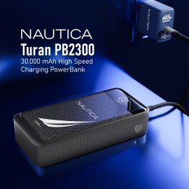 Nautica TURAN PB Dual-USB Hi-Speed Portable Power Pack with Digital Power Display, UCCPB1203 (30kmAh)