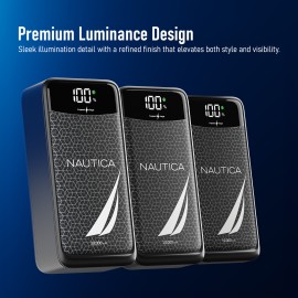 Nautica TURAN PB Dual-USB Hi-Speed Portable Power Pack with Digital Power Display, UCCPB1203 (30kmAh)