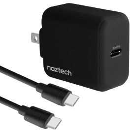 Naztech 20-Watt Power Delivery USB-C Wall Charger and USB-C to USB-C 4-Foot Cable