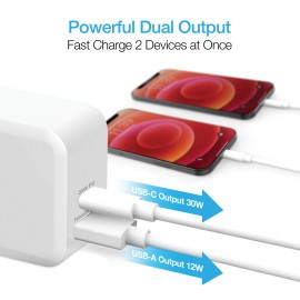 Naztech 30-Watt Power Delivery Dual-Output USB-C Fast Wall Charger