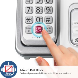 Panasonic® KX-TGD83x Series DECT 6.0 Corded Cordless Phone with Answering Machine, White (2 Handset)