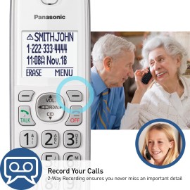 Panasonic® KX-TGD83x Series DECT 6.0 Corded Cordless Phone with Answering Machine, White (2 Handset)