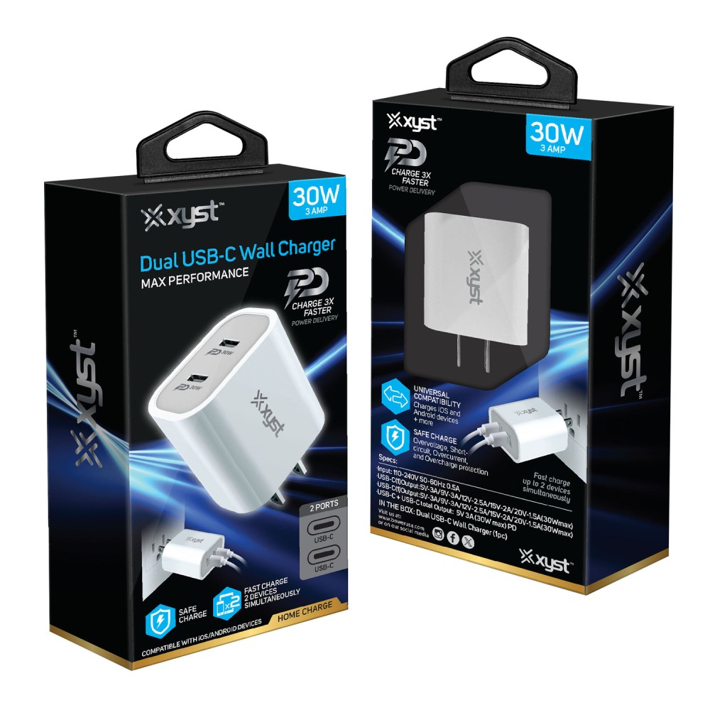 XYST 30-Watt Dual USB-C Wall Charger