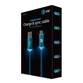 At&T Charge & Sync Illuminated Usb To Micro Usb Cable, 3Ft (Blue)