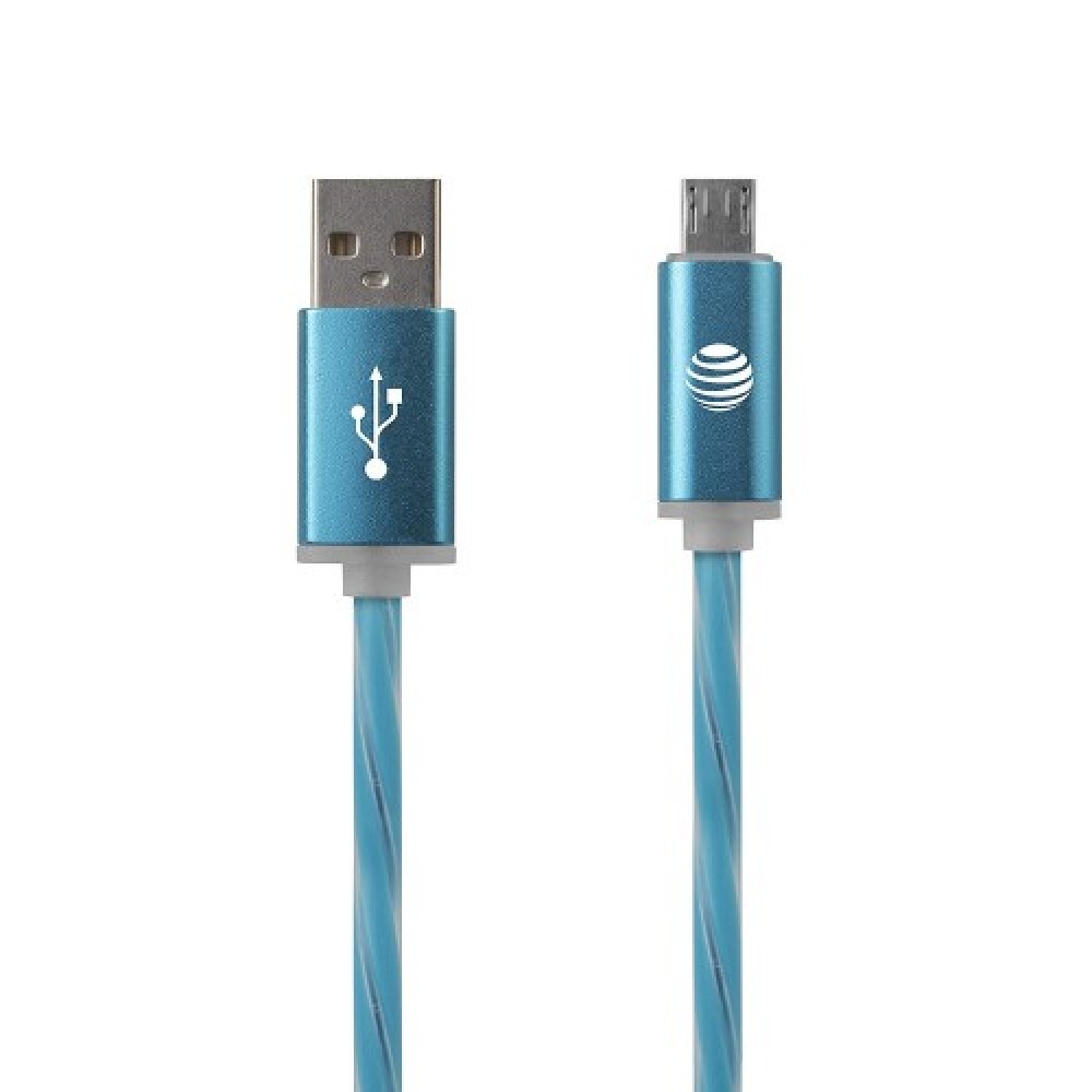 At&T Charge & Sync Illuminated Usb To Micro Usb Cable, 3Ft (Blue)