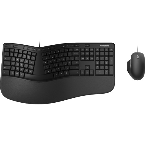 Microsoft - RJU-00001 Ergonomic Full-size Wired Mechanical Keyboard and Mouse Bundle - Black