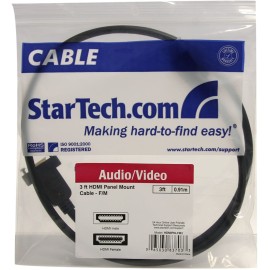 StarTech 3ft HDMI Female to Male Adapter, 4K High Speed Panel Mount HDMI Cable, 4K 30Hz UHD HDMI, 10.2 Gbps Bandwdith, 4K HDMI Female to HDMI Male, HDMI Panel Mount Connector Cable (HDMIPNLFM3)
