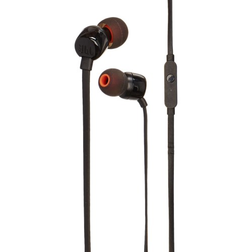 JBL T110 Earphones with mic in-ear wired 3.5 mm jack black