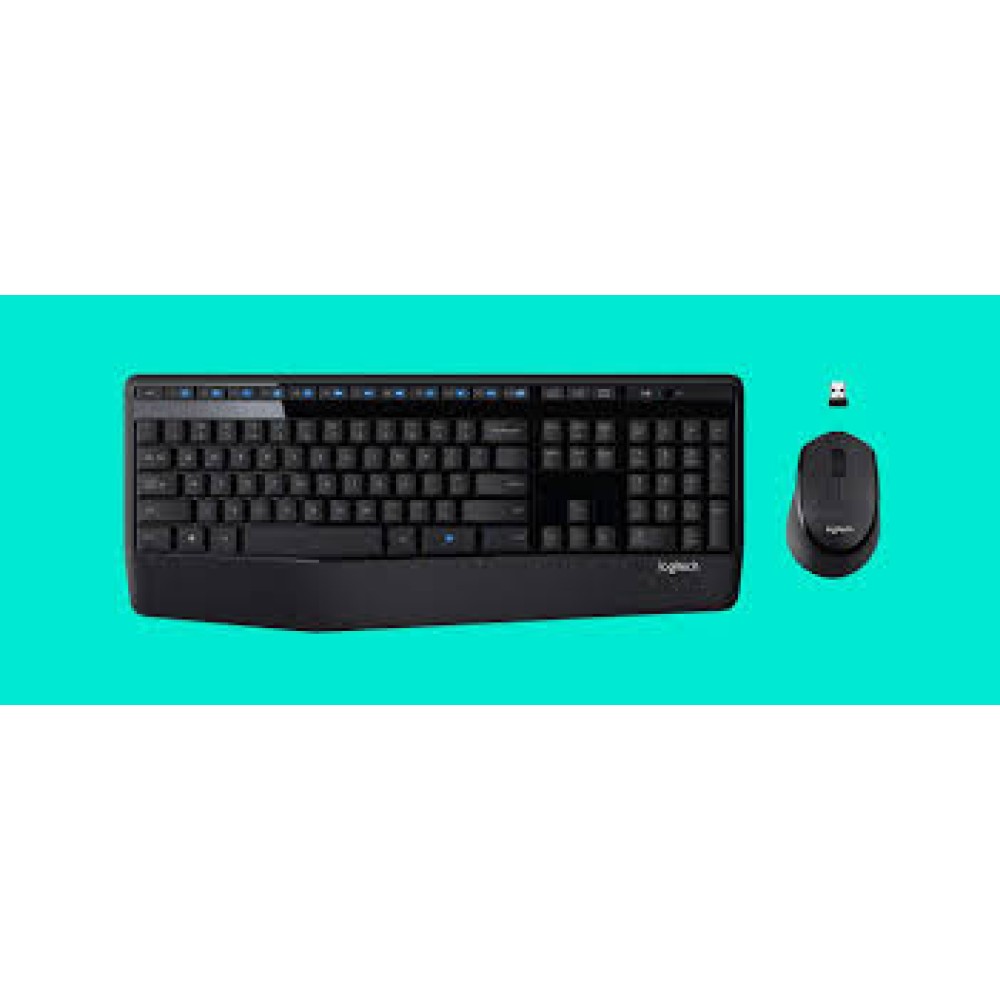 Logitech Cordless KybdMse MK345 English full size Blk 2.4GH