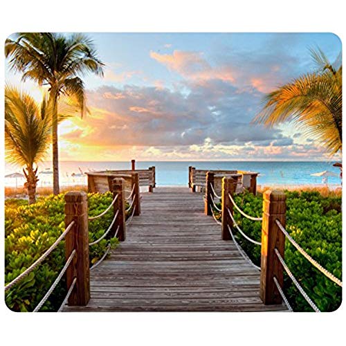 Track Palm Trees Beach Sea Ocean 98911 Customized Rectangle Mousepad, Gaming Mouse