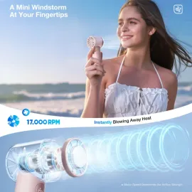 TORRAS® COOLiFY® iva Handheld High-Speed Portable Fan with 4,900-mAh Battery (Vivi Pink)