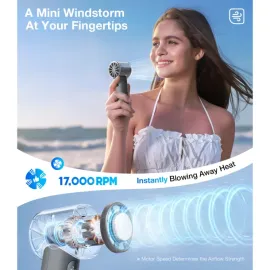 TORRAS® COOLiFY® iva Handheld High-Speed Portable Fan with 4,900-mAh Battery (Charcoal)