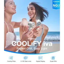 TORRAS® COOLiFY® iva Handheld High-Speed Portable Fan with 4,900-mAh Battery (Ivory)