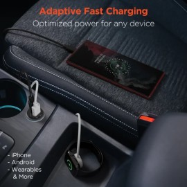HyperGear® mini Dual 20-Watt PD USB-C® and 18-Watt USB Car Charger (Black)