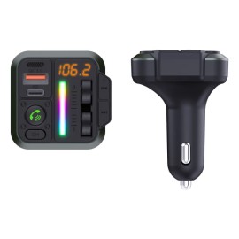 IQ Sound® 2-in-1 FM Transmitter and Dual USB-C® Car Charger with Bass and Treble Control and Remote, IQ-311BT