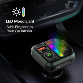 IQ Sound® 2-in-1 FM Transmitter and Dual USB-C® Car Charger with Bass and Treble Control and Remote, IQ-311BT