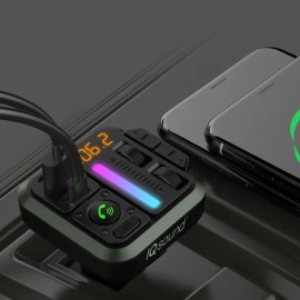 IQ Sound® 2-in-1 FM Transmitter and Dual USB-C® Car Charger with Bass and Treble Control and Remote, IQ-311BT