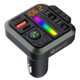 IQ Sound® 2-in-1 FM Transmitter and Dual USB-C® Car Charger with Bass and Treble Control and Remote, IQ-311BT