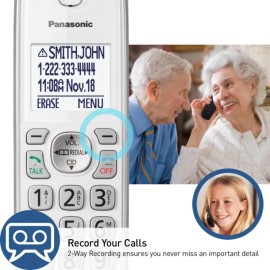 Panasonic® KX-TGD83x Series DECT 6.0 Corded Cordless Phone with Answering Machine, White (3 Handset)