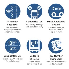 Panasonic® KX-TGD83x Series DECT 6.0 Corded Cordless Phone with Answering Machine, White (3 Handset)