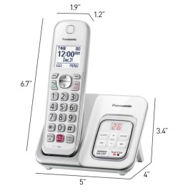 Panasonic® KX-TGD83x Series DECT 6.0 Corded Cordless Phone with Answering Machine, White (2 Handset)