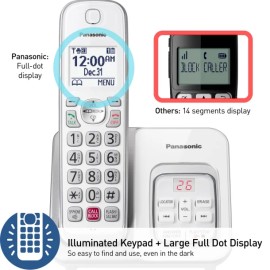 Panasonic® KX-TGD83x Series DECT 6.0 Corded Cordless Phone with Answering Machine, White (2 Handset)