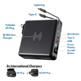 TechLok™ Power5 USB and Wireless Multi Charger and Power Bank, Black