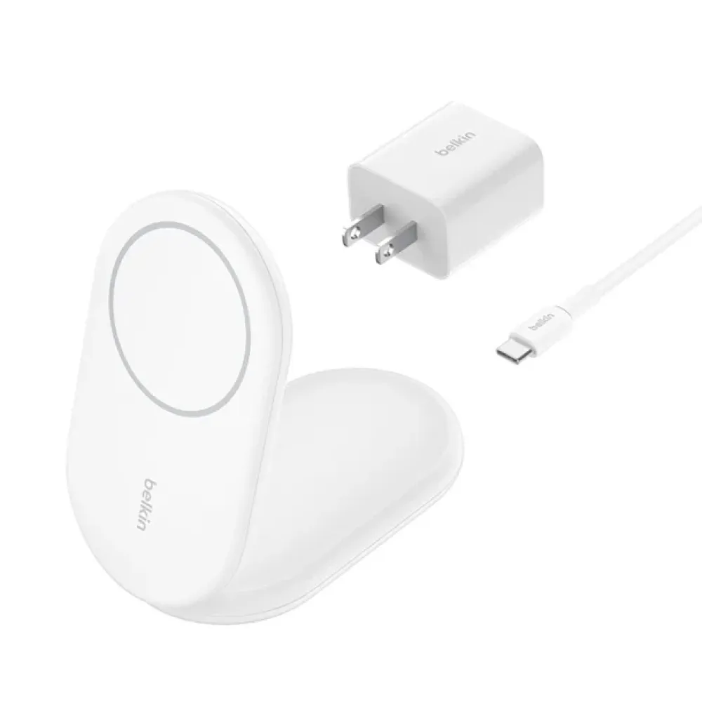 Belkin® BoostCharge Magnetic Foldable Wireless Charging Stand with 15-Watt Qi2 (White)