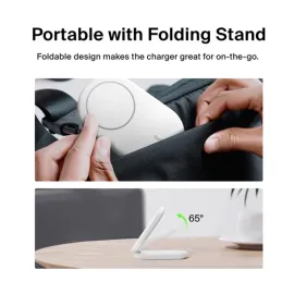 Belkin® BoostCharge Magnetic Foldable Wireless Charging Stand with 15-Watt Qi2 (White)
