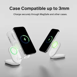 Belkin® BoostCharge Magnetic Foldable Wireless Charging Stand with 15-Watt Qi2 (White)