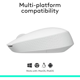 Logitech M170 Wireless Mouse, Ambidextrous, Off-white - Mouse - right and left-handed - optical - 3 buttons - wireless - 2.4 GHz - USB wireless receiver - off-white