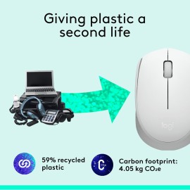 Logitech M170 Wireless Mouse, Ambidextrous, Off-white - Mouse - right and left-handed - optical - 3 buttons - wireless - 2.4 GHz - USB wireless receiver - off-white