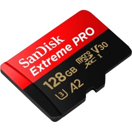 SanDisk Extreme Pro Flash memory card (microSDXC to SD adapter included) - 128 GB - A2 / Video Class V30 / UHS-I U3 / Class10 - microSDXC UHS-I