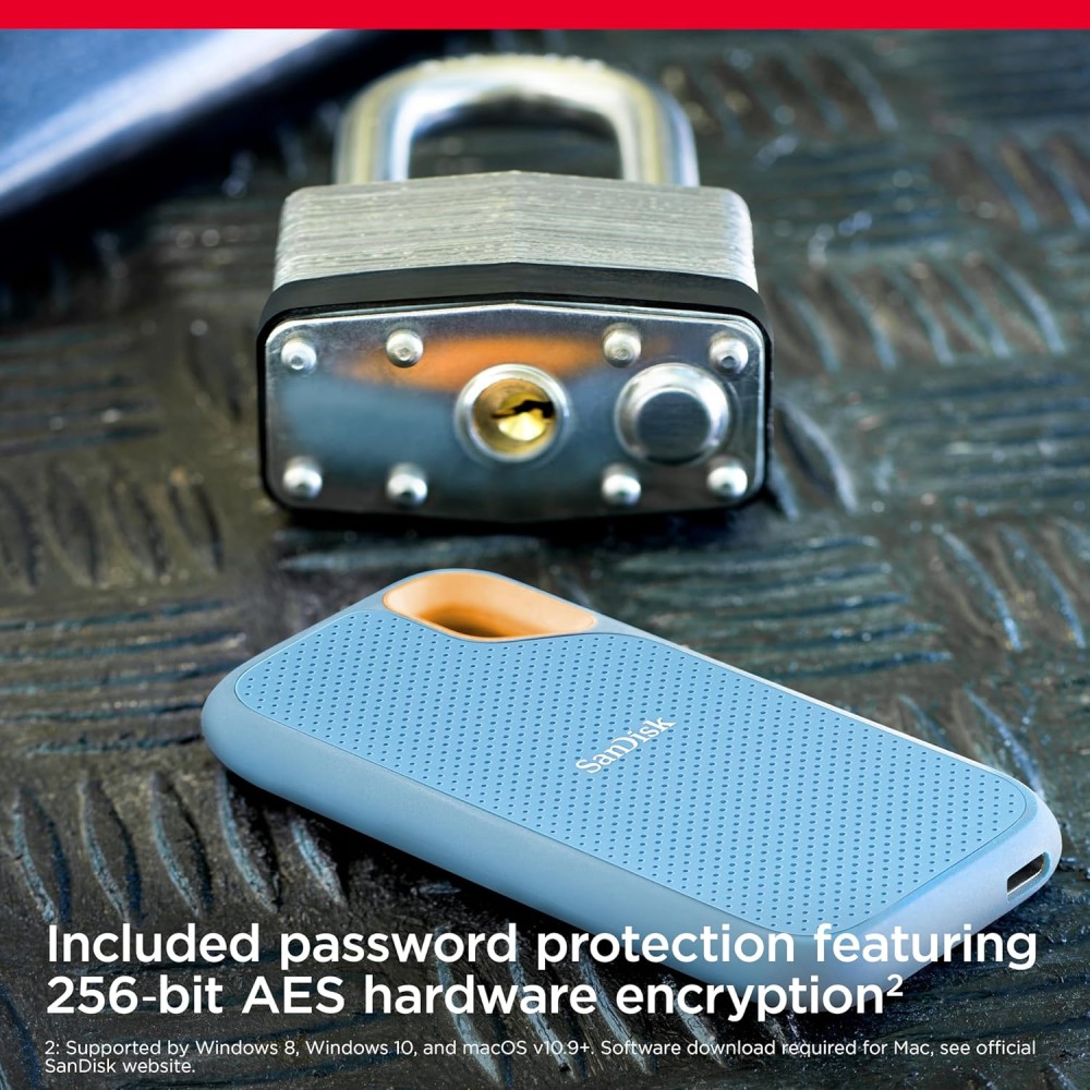 SanDisk Extreme SSD encrypted 1 TB external (portable) USB 3.2 Gen 2 ...