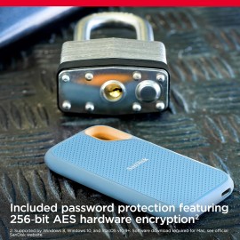 SanDisk Extreme SSD encrypted 1 TB external (portable) USB 3.2 Gen 2 (USB-C connector) 256-bit AES - sky blue