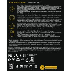 SanDisk 2TB Extreme Portable SSD - Up to 1050MB/s, USB-C, USB 3.2 Gen 2, IP65 Water and dust