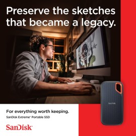 SanDisk 2TB Extreme Portable SSD - Up to 1050MB/s, USB-C, USB 3.2 Gen 2, IP65 Water and dust