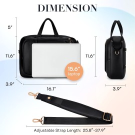 Missnine Briefcase for Women 15.6 inch Messenger Backpack PU Leather Laptop Bag Computer Bag for College Business Travel