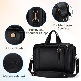 Missnine Briefcase for Women 15.6 inch Messenger Backpack PU Leather Laptop Bag Computer Bag for College Business Travel