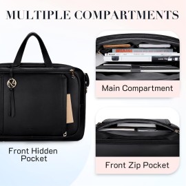 Missnine Briefcase for Women 15.6 inch Messenger Backpack PU Leather Laptop Bag Computer Bag for College Business Travel