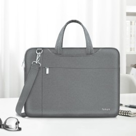 Ferkurn Laptop Bag Case Women Men Computer Sleeve with Shoulder Compatible with HP Envy Pavilion/Inspiron/Thinkpad/Vivobook/MSI/Surface,Waterproof Briefcase with Handle, Grey, 15 15.6 Inch