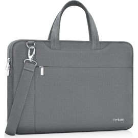 Ferkurn Laptop Bag Case Women Men Computer Sleeve with Shoulder Compatible with HP Envy Pavilion/Inspiron/Thinkpad/Vivobook/MSI/Surface,Waterproof Briefcase with Handle, Grey, 15 15.6 Inch