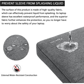 Ferkurn Laptop Bag Case Women Men Computer Sleeve with Shoulder Compatible with HP Envy Pavilion/Inspiron/Thinkpad/Vivobook/MSI/Surface,Waterproof Briefcase with Handle, Grey, 15 15.6 Inch