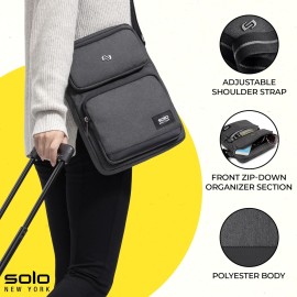 Solo New York Universal Tablet Sling Bag for Women & Men - Crossbody Bag for Travel, Walking, & Hiking, Adjustable Shoulder Strap, Front Zippered Pocket, Fits 12.9